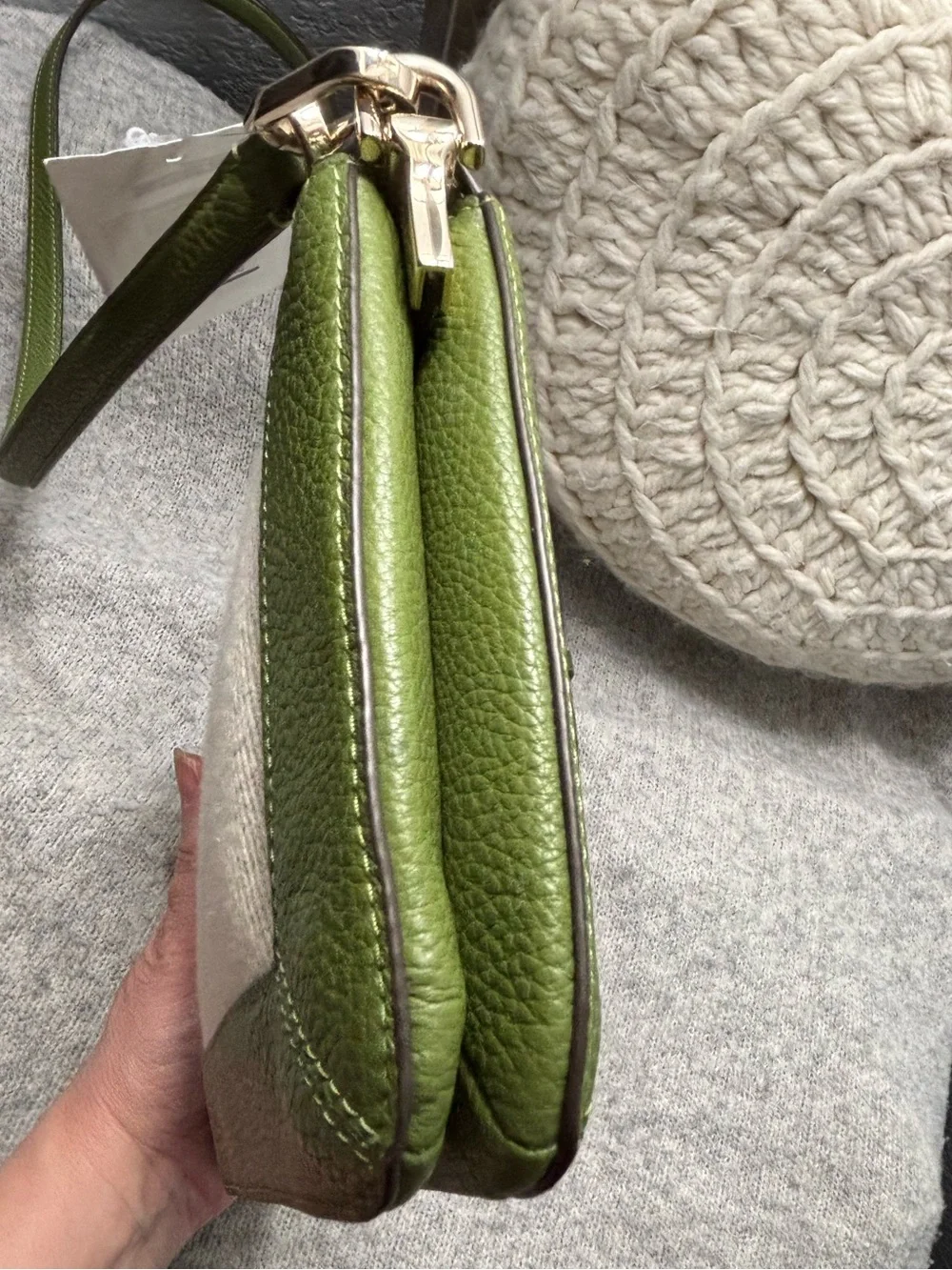 kate spade Green and Cream Canvas Leather Crossbody Bag